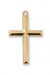 Gold Over Sterling Silver Cross Necklace With 24 Inch Gold Plated Brass Chain and Deluxe Gift Box