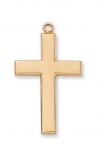 Gold Over Sterling Silver Cross Necklace With 24 Inch Gold Plated Brass Chain and Deluxe Gift Box
