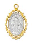 Gold over and Sterling Miraculous Medal Necklace With 18 in rhodium plated brass chain boxed.