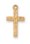 Gold Over Sterling Silver Cross Necklace With 16 Inch Gold Plated Brass Chain and Deluxe Gift Box