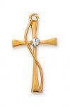 Gold Over Sterling Silver Cross Necklace With 18 Inch Gold Plated Brass Chain and Deluxe Gift Box