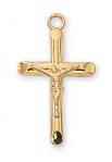 Gold Over Sterling Silver Crucifix Necklace With 18 Inch Gold Plated Brass Chain and Deluxe Gift Box