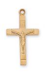 Gold Over Sterling Silver Crucifix Necklace With 18 Inch Gold Plated Brass Chain and Deluxe Gift Box