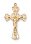 Gold Over Sterling Silver Crucifix Necklace With 18 Inch Gold Plated Brass Chain and Deluxe Gift Box