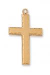 Gold Over Sterling Silver Cross Necklace With 24 Inch Gold Plated Brass Chain and Deluxe Gift Box