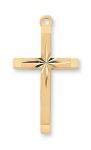 Gold Over Sterling Silver Cross Necklace With 18 Inch Gold Plated Brass Chain and Deluxe Gift Box