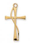 Gold Over Sterling Silver Cross Necklace With 18 Inch Gold Plated Brass Chain and Deluxe Gift Box