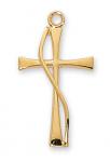 Gold Over Sterling Silver Cross Necklace With 18 Inch Gold Plated Brass Chain and Deluxe Gift Box