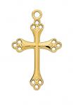 Gold Over Sterling Silver Cross Necklace With 18 Inch Gold Plated Brass Chain and Deluxe Gift Box