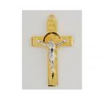 Gold Over Sterling St. Benedict Crucifix Necklace With 18 Inch Gold Plated Brass Chain