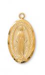 Gold Over Sterling Silver Miraculous Medal Necklace With 18 Inch Gold Plated Brass Chain and Deluxe Gift Box