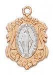 Rose gold over sterling two-tone Miraculous Medal Necklace With 18 in rhodium plated brass chain boxed
