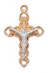Rose gold over sterling two-tone Crucifix Necklace With 18 in rhodium plated brass chain boxed