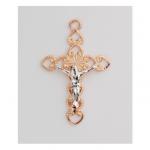 Rose Gold Over Sterling Crucifix Necklace With 18 Inch Rhodium Plated Brass Chain