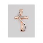 Rose Gold over Sterling two-tone Cross Necklace With crystal on 18 in rhodium plated brass chain boxed