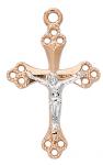 Rose gold over sterling two-tone Crucifix Necklace With 18 in rhodium plated brass chain boxed