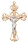 Rose gold over sterling two-tone Crucifix Necklace With 18 in rhodium plated brass chain boxed