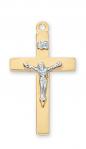 Gold Over Sterling Silver Crucifix Necklace With 20 Inch Gold Plated Brass Chain and Deluxe Gift Box
