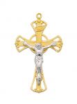 Gold Over Sterling Silver Crucifix Necklace With 18 Inch Gold Plated Brass Chain and Deluxe Gift Box