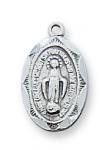 Sterling Silver Miraculous Medal Necklace With 16 Inch Rhodium Plated Brass Chain and Deluxe Gift Box