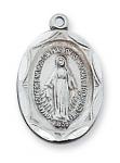 Sterling Silver Miraculous Medal Necklace With 18 Inch Rhodium Plated Brass Chain and Deluxe Gift Box