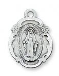 Sterling Silver Miraculous Medal Necklace With 18 Inch Rhodium Plated Brass Chain and Deluxe Gift Box