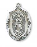 Sterling Silver Our Lady of Guadalupe Medal Necklace With 24 Inch Rhodium Plated Brass Chain and Deluxe Gift Box