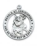 Sterling Silver St. Christopher Medal Necklace With 24 Inch Rhodium Plated Brass Chain and Deluxe Gift Box