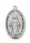 Sterling Silver Miraculous Medal Necklace With 20 Inch Rhodium Plated Brass Chain and Deluxe Gift Box