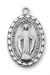 Sterling Silver Miraculous Medal Necklace With 18 Inch Rhodium Plated Brass Chain and Deluxe Gift Box