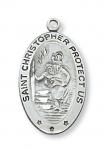 Sterling Silver St. Christopher Medal Necklace With 18 Inch Rhodium Plated Brass Chain and Deluxe Gift Box