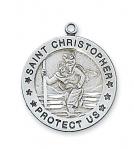 Sterling Silver St. Christopher Medal Necklace With 24 Inch Rhodium Plated Brass Chain and Deluxe Gift Box