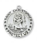 Sterling Silver St. Christopher Medal Necklace With 18 Inch Rhodium Plated Brass Chain and Deluxe Gift Box