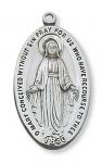Sterling Silver Miraculous Medal Necklace With 24 Inch Rhodium Plated Brass Chain and Deluxe Gift Box