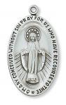 Sterling Silver Miraculous Medal Necklace With 24 Inch Rhodium Plated Brass Chain and Deluxe Gift Box