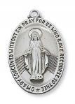 Sterling Silver Miraculous Medal Necklace With 24 Inch Rhodium Plated Brass Chain and Deluxe Gift Box