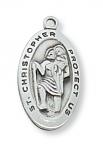 Sterling Silver St. Christopher Medal Necklace With 18 Inch Rhodium Plated Brass Chain and Deluxe Gift Box