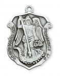 Sterling Silver St. Michael Medal Necklace With 24 Inch Rhodium Plated Brass Chain and Deluxe Gift Box