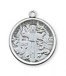 Sterling Silver St. Francis Medal Necklace With 18 Inch Rhodium Plated Brass Chain and Deluxe Gift Box