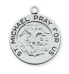 Sterling Silver St. Michael Medal Necklace With 18 Inch Rhodium Plated Brass Chain and Deluxe Gift Box