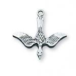 Sterling Silver Holy Spirit Medal Necklace With 18 Inch Rhodium Plated Brass Chain and Deluxe Gift Box
