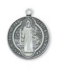 Sterling Silver St. Benedict Medal Necklace With 18 Inch Rhodium Plated Brass Chain and Deluxe Gift Box