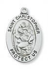 Sterling Silver St. Christopher Medal Necklace With 20 Inch Rhodium Plated Brass Chain and Deluxe Gift Box