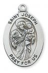 Sterling Silver St. Joseph Medal Necklace With 20 Inch Rhodium Plated Brass Chain and Deluxe Gift Box