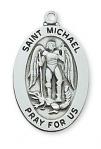 Sterling Silver St. Michael Medal Necklace With 20 Inch Rhodium Plated Brass Chain and Deluxe Gift Box