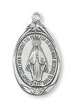 Sterling Silver Miraculous Medal Necklace With 18 Inch Rhodium Plated Brass Chain and Deluxe Gift Box