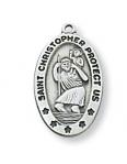 Sterling Silver St. Christopher Medal Necklace With 18 Inch Rhodium Plated Brass Chain and Deluxe Gift Box