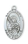 Sterling Silver St. Lucy Medal Necklace With 18 Inch Rhodium Plated Brass Chain and Deluxe Gift Box