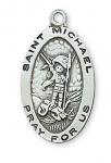 Sterling Silver St. Michael Medal Necklace With 18 Inch Rhodium Plated Brass Chain and Deluxe Gift Box