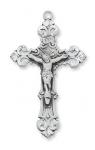 Sterling Silver Crucifix Necklace With 24 Inch Rhodium Plated Brass Chain and Deluxe Gift Box